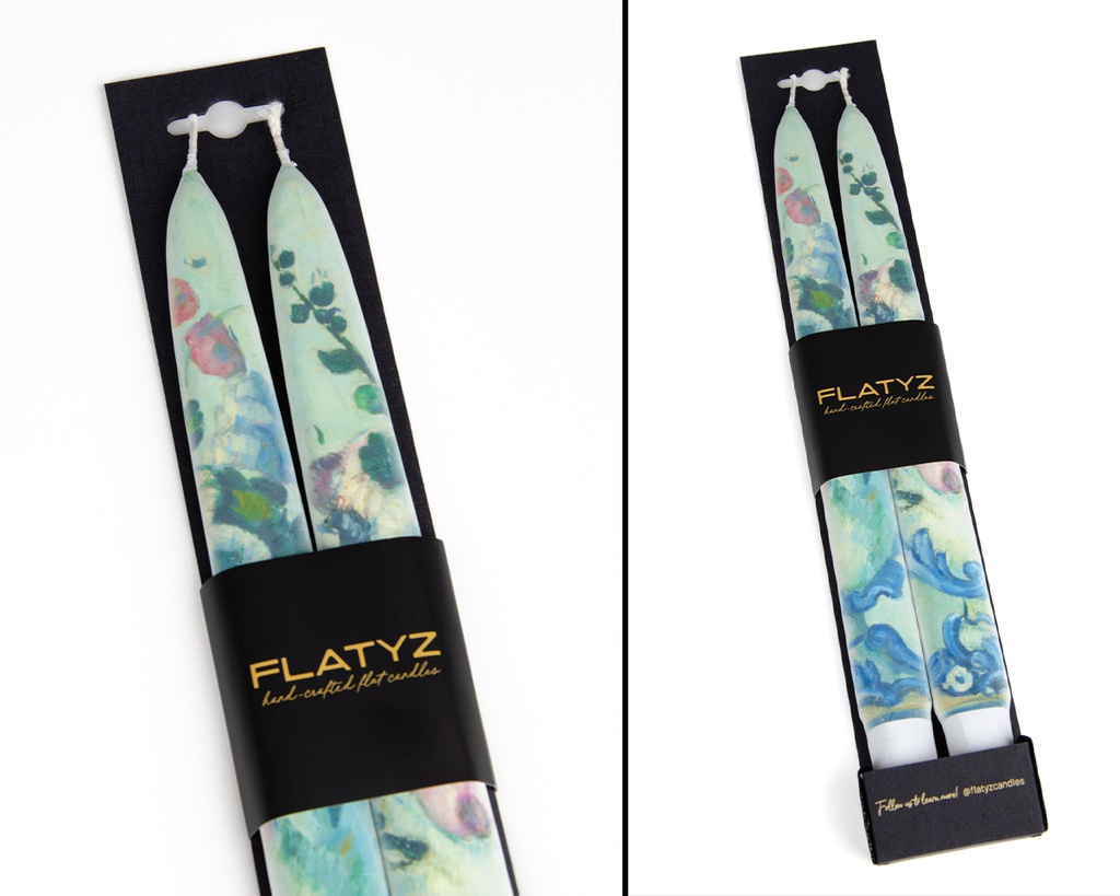 Flowers in a Rococo Vase, Paul Cezanne - Set of  2 Taper Candles