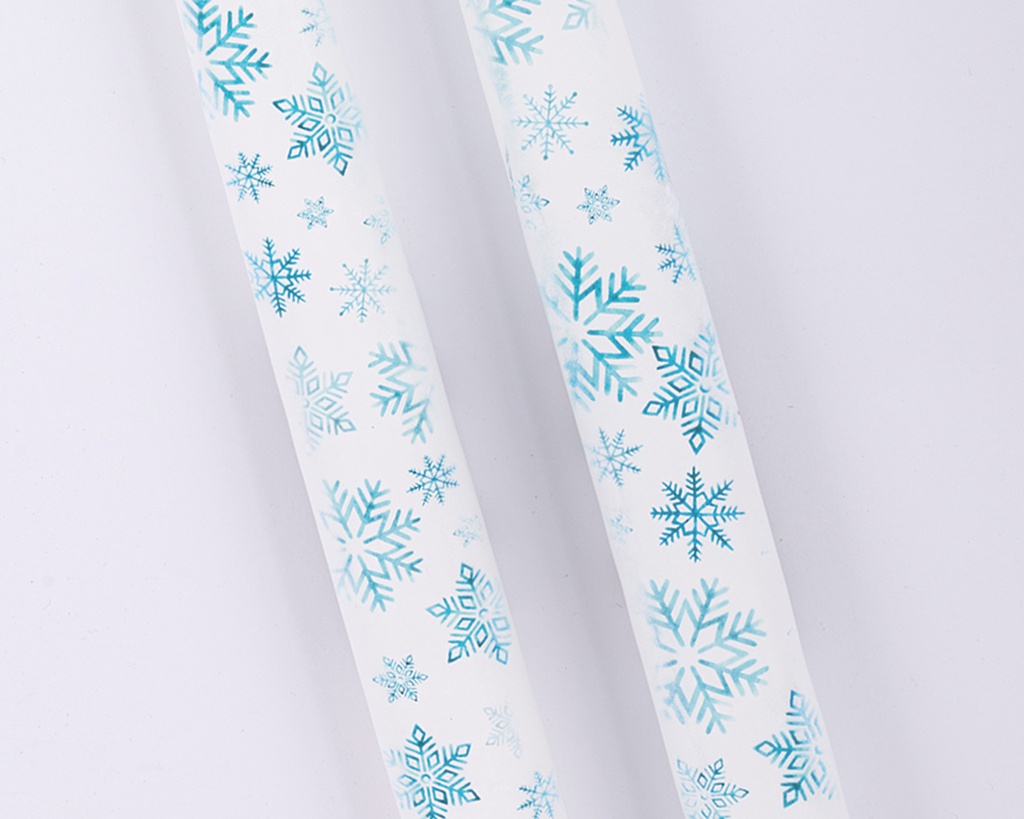 Blue Snowflakes - Set of  2 Taper Candles