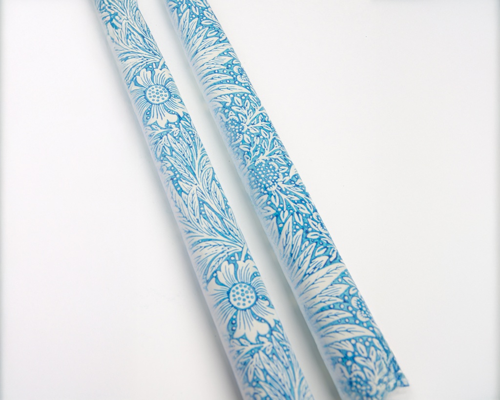 Blue marigold by William Morris - Set of  2 Taper Candles