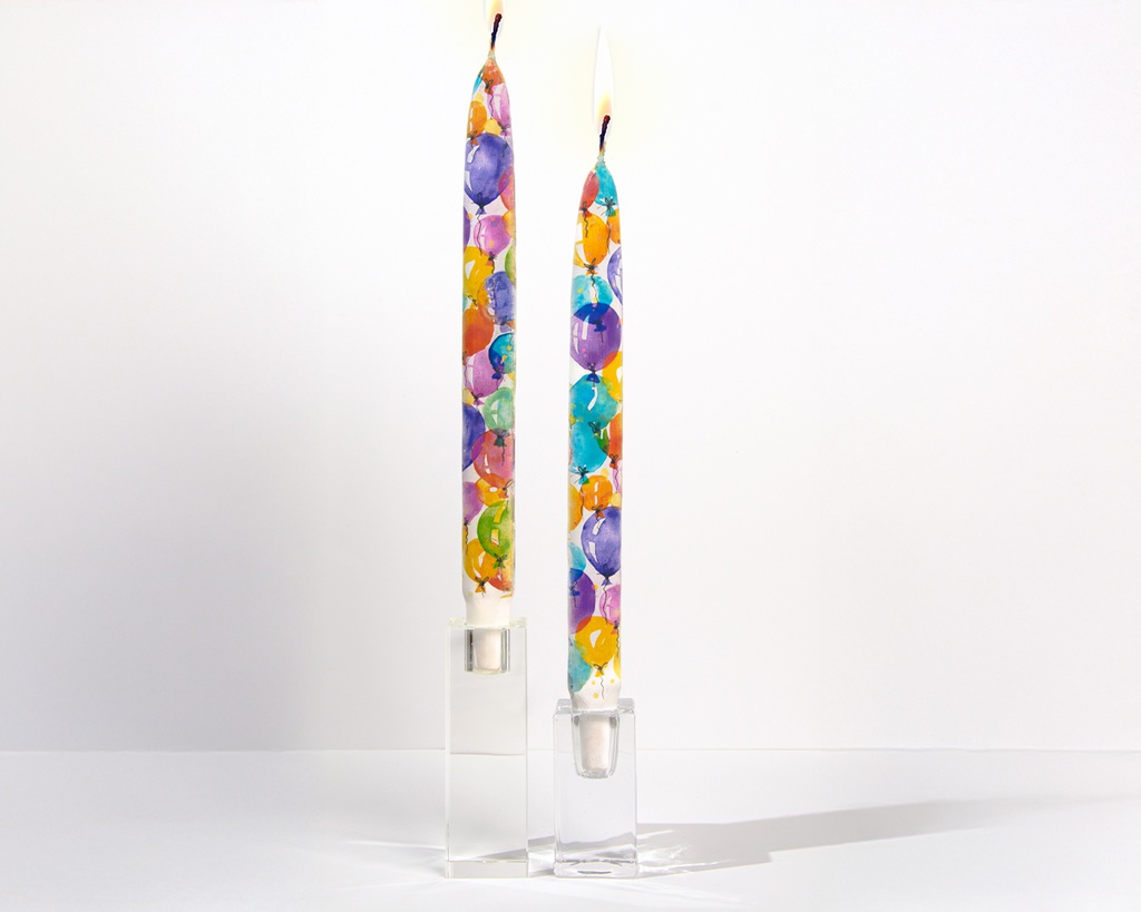 Colorful Birthday Balloons - Set of 2 Taper Candles