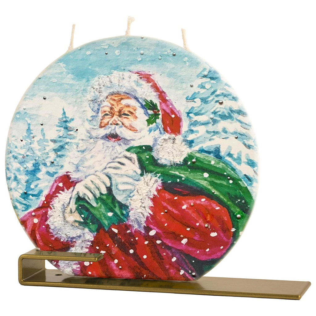 Round Snowy Santa with Present Sack